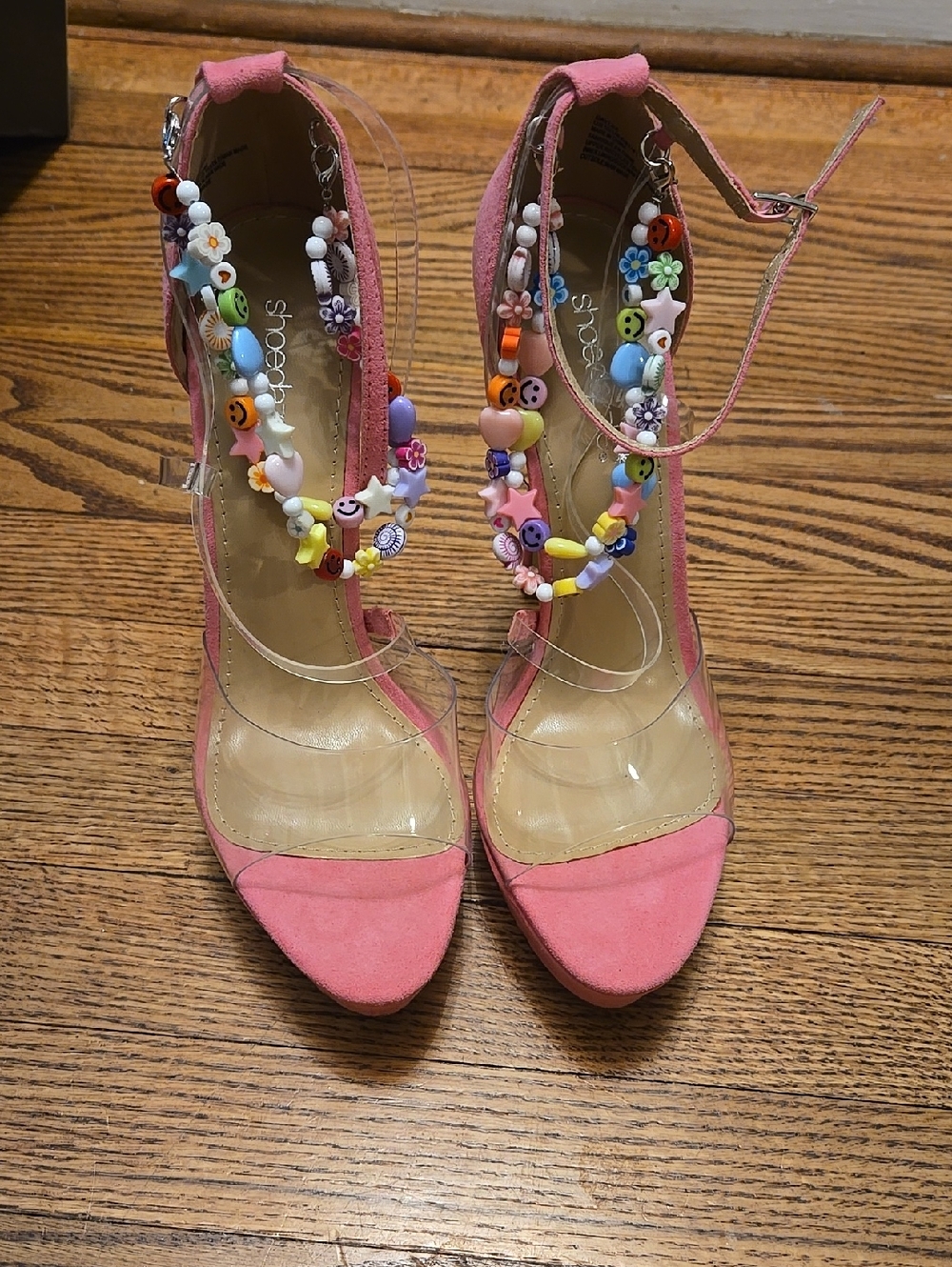 Barbie Bumble Gum Pink Clear Charm Straps Sky High Stilleto Platform Heels 10 - Picture 2 of 9